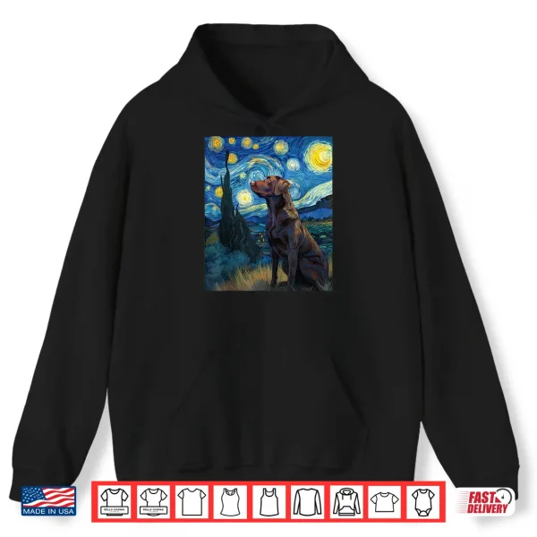 Hoodie Labrador Retriever Dog Van Gogh Starry Night Graphic Shirt