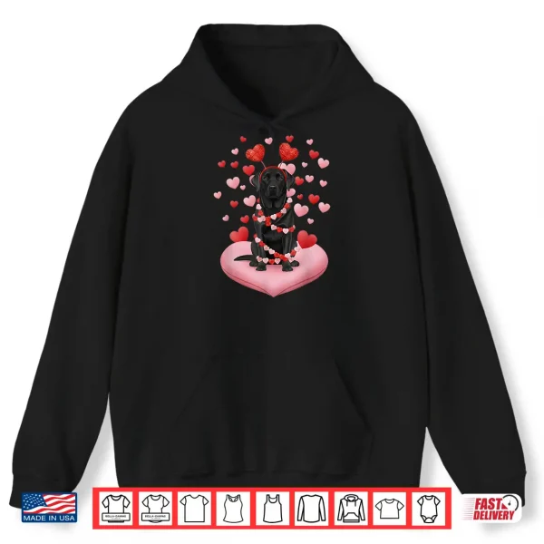 Hoodie Labrador Retriever Valentines Day Dog Black Lab Hearts Shirt