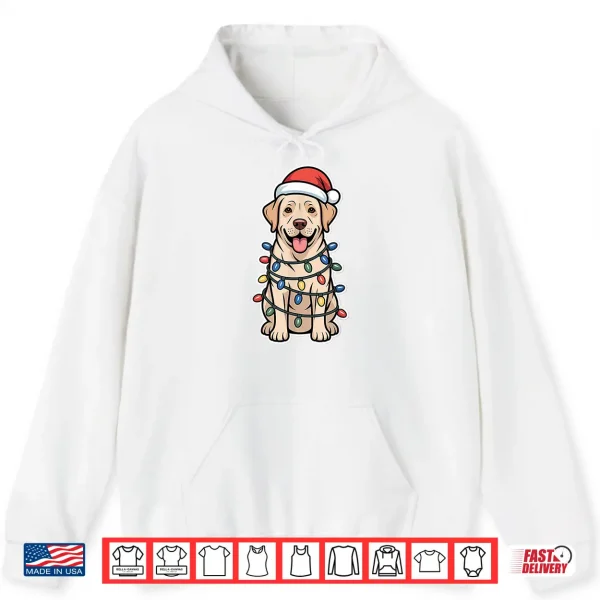Hoodie Labrador Retriever Wrapped in Christmas Lights Shirt