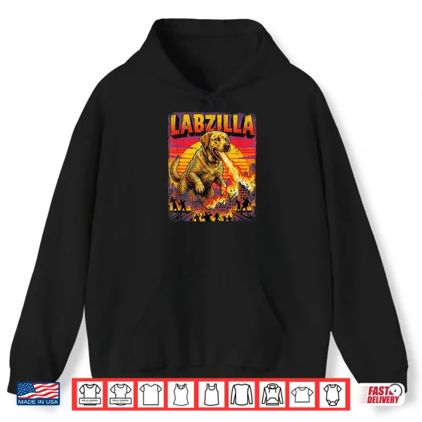 Hoodie Labzilla Giant Yellow Labrador Retriever Dog Monster Parody Shirt