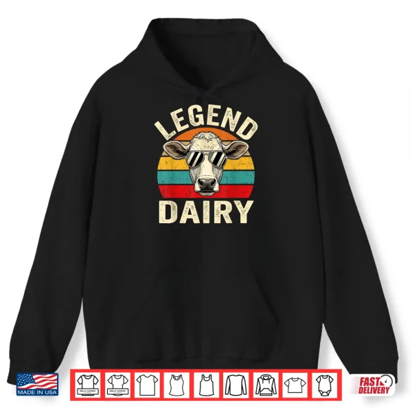 Hoodie Legend Dairy Retro Sunset Sunglasses Cow Pun Shirt