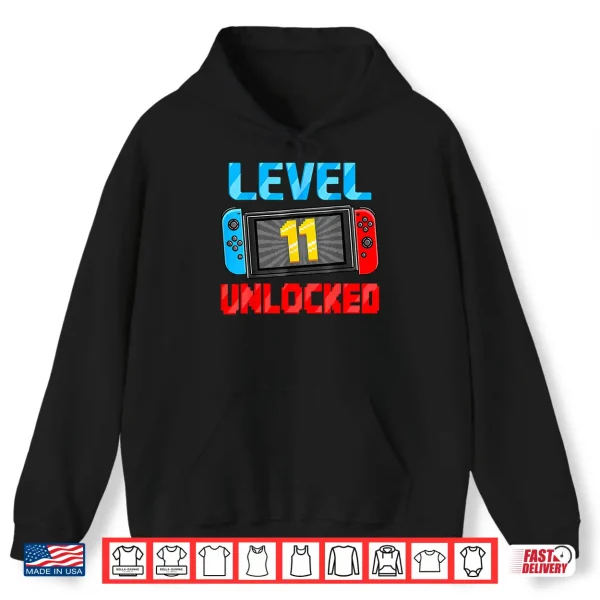 Hoodie Level 11 Unlocked Gamer 11th Birthday Gift Video Game Boys Shirt
