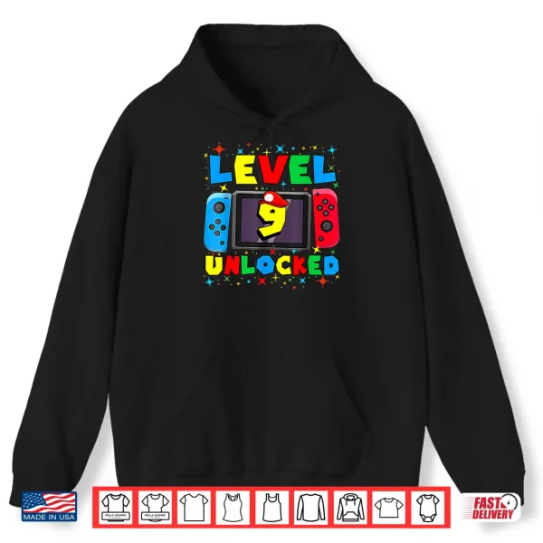 Hoodie Level 9 Unlocked Gamer 9th Birthday Gift Video Game Boys Shirt