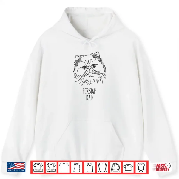 Hoodie Line Art Best Cat Dad Men Persian Cat Shirt