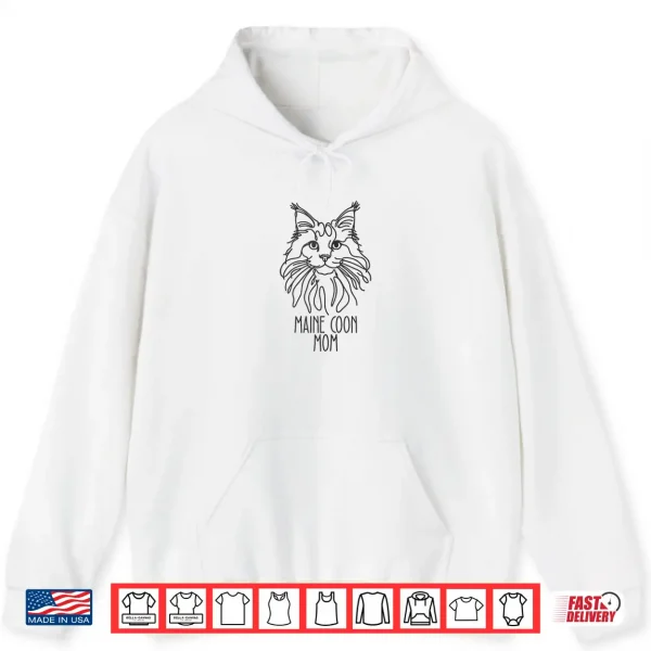 Hoodie Line Art Best Cat Mom Women Maine Coon Cat Shirt
