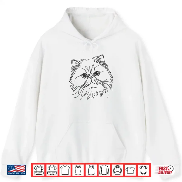 Hoodie Line Art Dad Mom Cat Persian Cat Shirt for Men Women