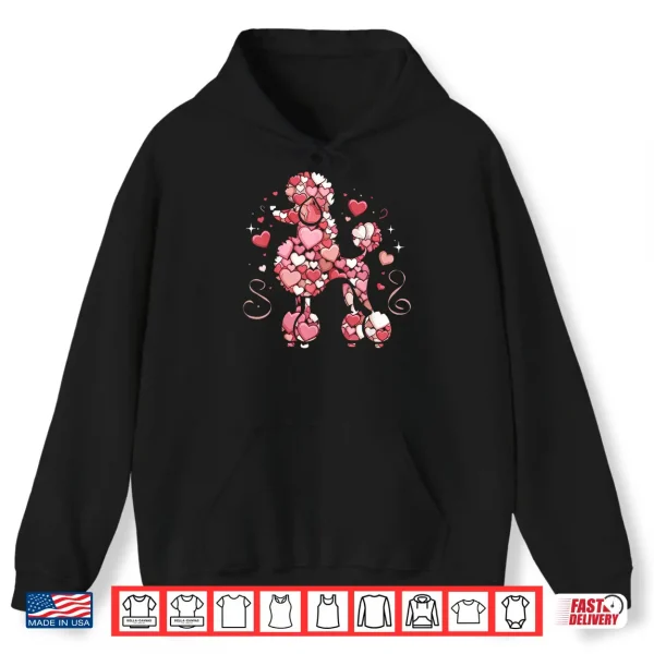 Hoodie Love Heart Pattern Valentines Day Poodle Love Shirt