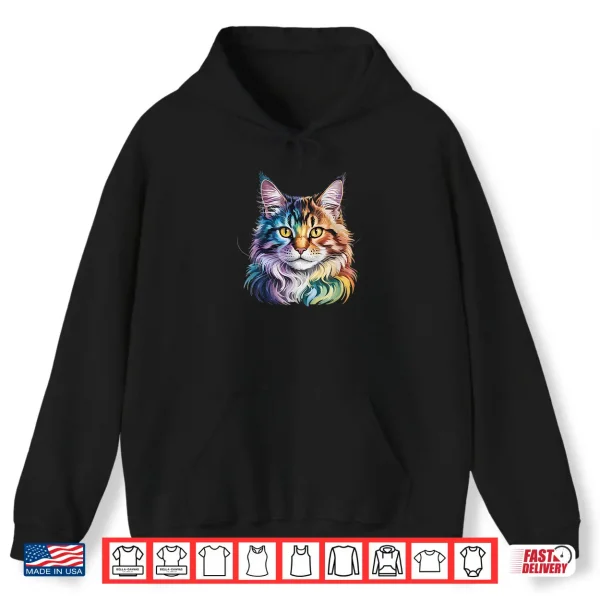 Hoodie Maine Coon Cat Art Professional Minimalist Modern Graphic Shirt
