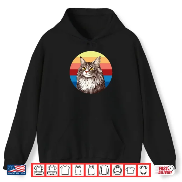 Hoodie Maine Coon Cat Gift Retro Colors for Animal Lovers Shirt