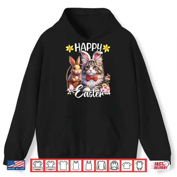Hoodie Maine Coon Cat Happy Easter Cute Maine Coon Cat Shirt