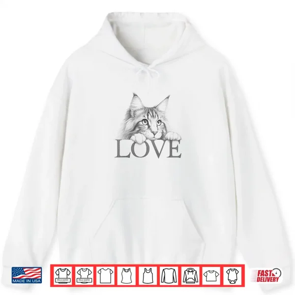Hoodie Maine Coon Cat Love Design Professional Minimalist Modern Graphic Shirt