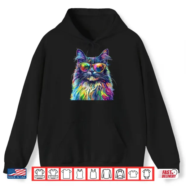 Hoodie Maine Coon Cat Lover Wearing Pop Art Funny Maine Coon Cat Shirt