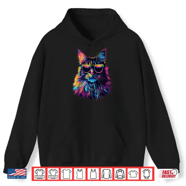 Hoodie Maine Coon Cat Lovers Design Pop Art Funny Maine Coon Cat Shirt