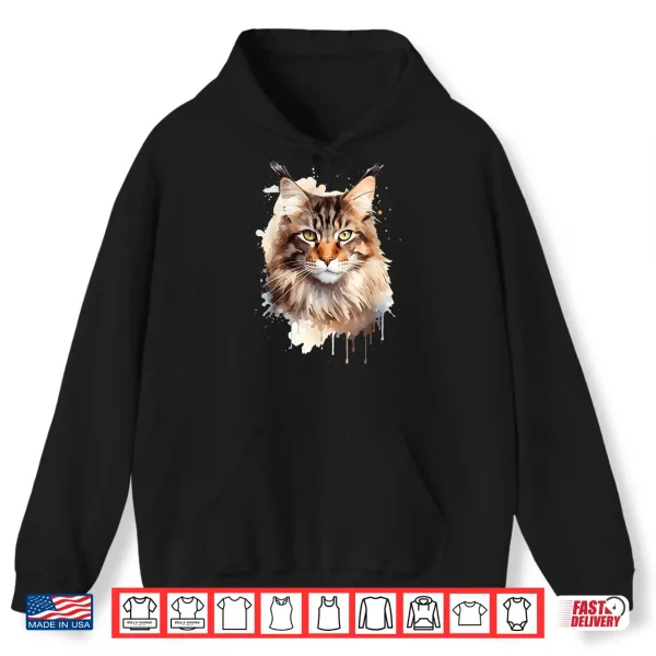 Hoodie Maine Coon Cat Lovers Design Pop Art Maine Coon Cat Shirt