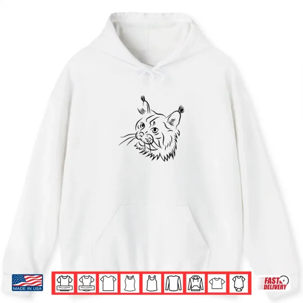 Hoodie Maine Coon Cat Sketch Illustration Shirt