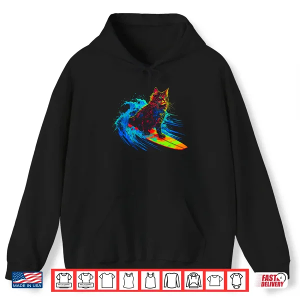 Hoodie Maine Coon Cat Surfing Shirt