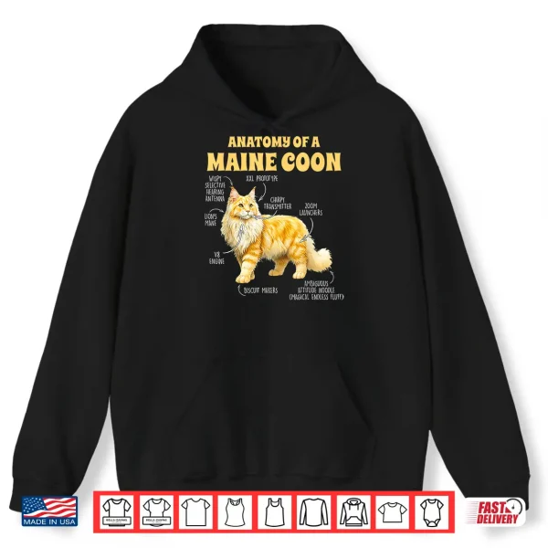 Hoodie Maine Coon Lover Cat Mom Cat Mama Anatomy Of A Maine Coon Shirt