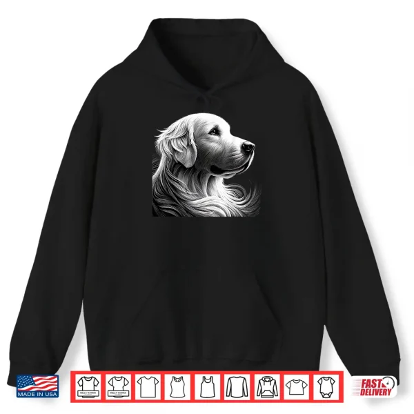 Hoodie Majestic White English Cream Golden Retriever Sketch Devine Shirt