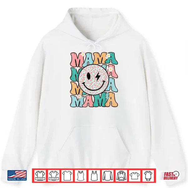 Hoodie Mama Leopard Smile Bolt Lightning Checkered Groovy Mom Life Shirt