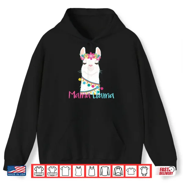Hoodie Mama Llama Funny Mothers Day Shirt for Women Mom love llama Shirt