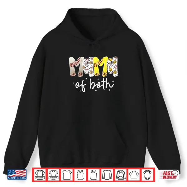 Hoodie Mama of Both Baseball Softball Mom Women Mothers Day Shirt