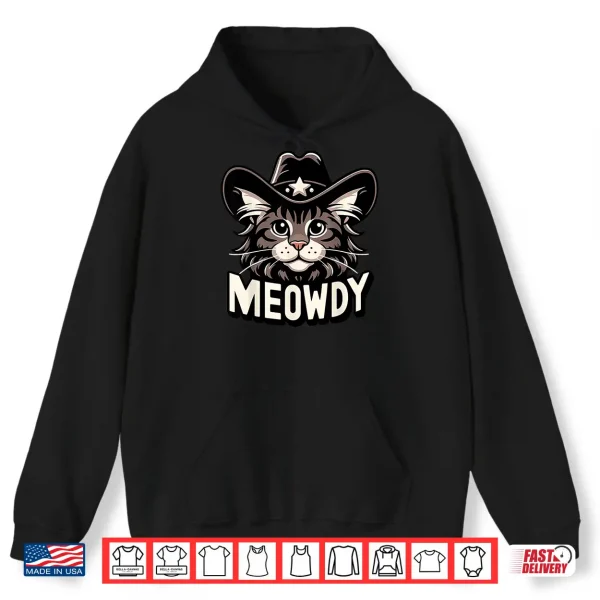 Hoodie Meowdy Funny Cat Maine Coon Country Music Cowboy Kitten Shirt