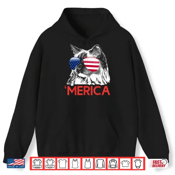 Hoodie Merica Ragdoll American Flag 4th of July Shirt