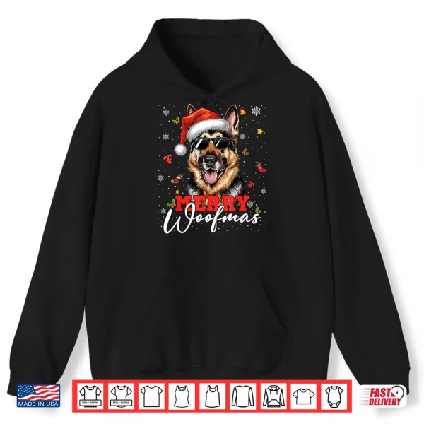 Hoodie Merry Woofmas Christmas German Shepherd Dog Mom Dad Shirt