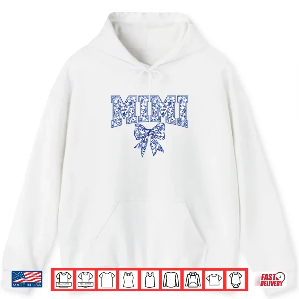 Hoodie Mimi Coquette Toile Blue Bow Floral Mothers Day Family Shirt