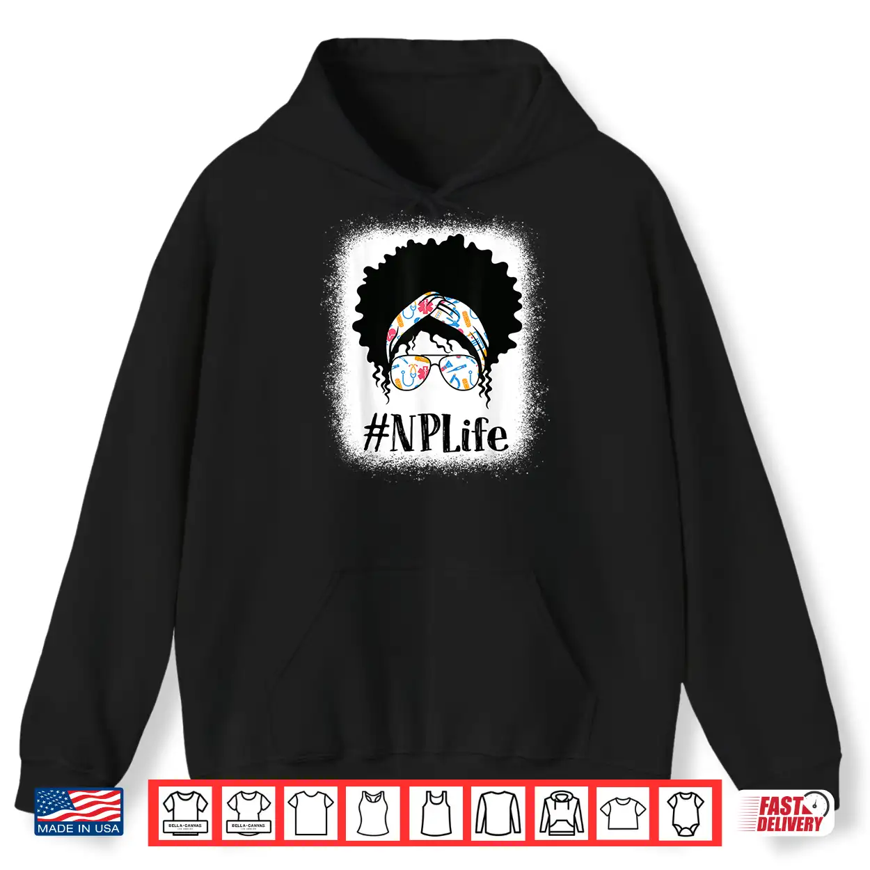 Np Nurse Practitioner Black Afro Messy Bun African American Shirt Np Nurse Practitioner Black Afro Messy Bun African American Shirt