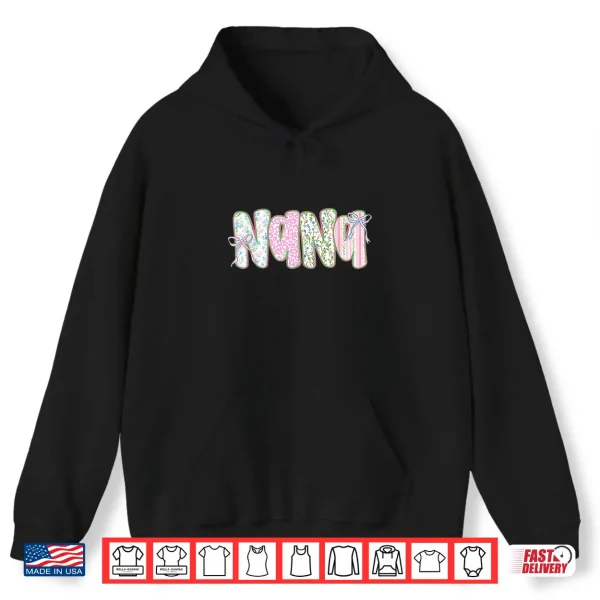 Hoodie Nana Floral Coquette Bow Mothers Day Cute Women Grandma Shirt 1