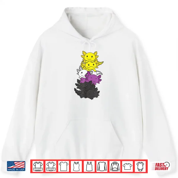 Hoodie Nonbinary Flag Non Binary Pride LGBTQ Axolotl Shirt