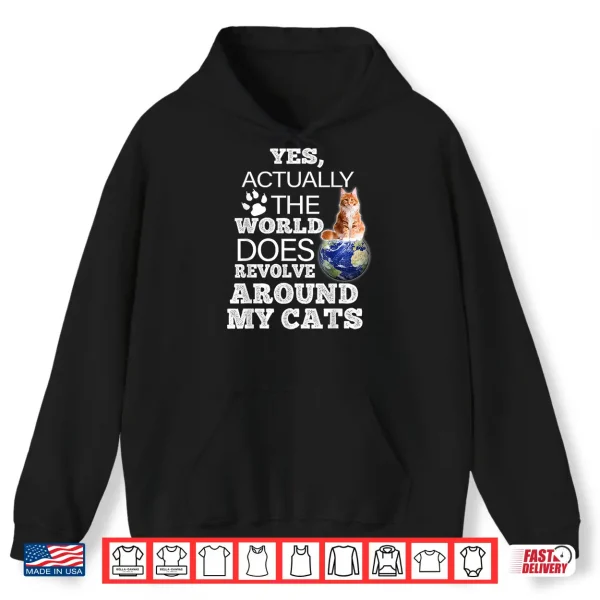 Hoodie Orange Maine Coon Cat The World Does Revolve Around My Cats Shirt