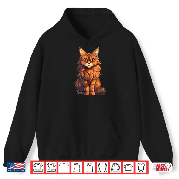 Hoodie Orange Tabby Cat Maine Coon Cat Lover Graphic Shirt