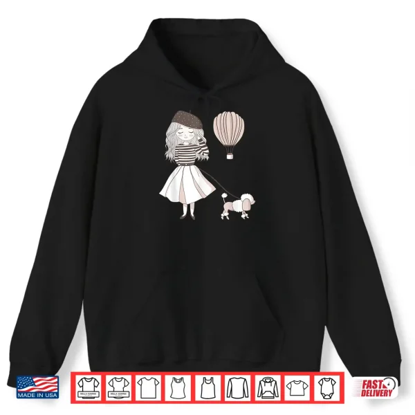 Hoodie Paris France Cute French Girl Poodle Gift Z000036