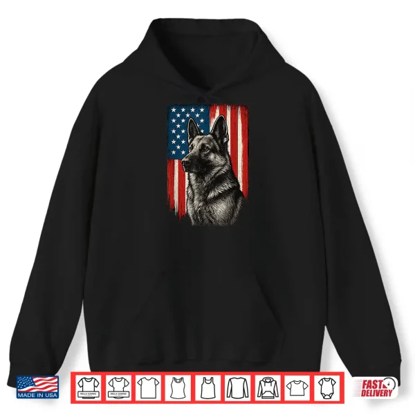 Hoodie Patriotic German Shepherd American Flag Dog Shirt