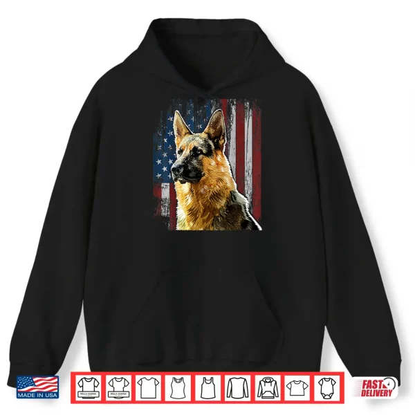 Hoodie Patriotic German Shepherd American Flag Shirt Dog Gifts