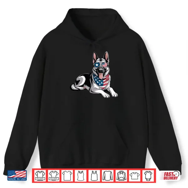 Hoodie Patriotic German Shepherd Dog American Flag 4Th Of July Shirt