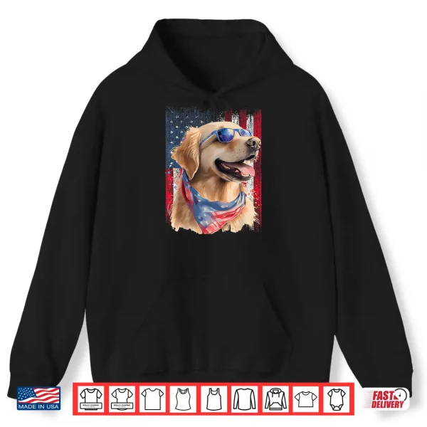 Hoodie Patriotic Golden Retriever USA American Flag Dog Lover Shirt