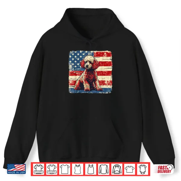 Hoodie Patriotic Poodle Dog Tee Fourth of July Women Men Kids Shirt