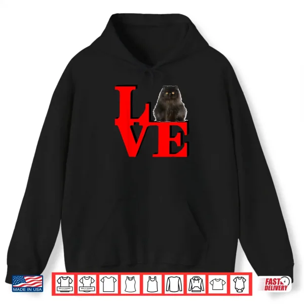 Hoodie Persian Black Cat Love Park I love my Cat Shirt