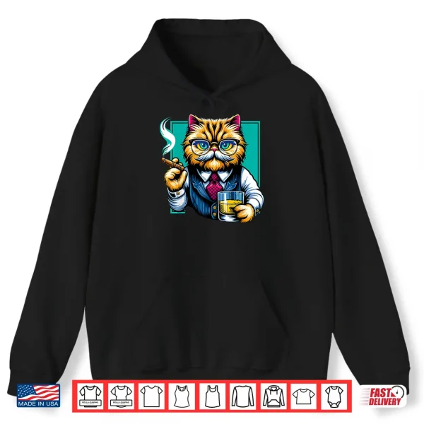 Hoodie Persian Cat Cigar And Whiskey Shirt