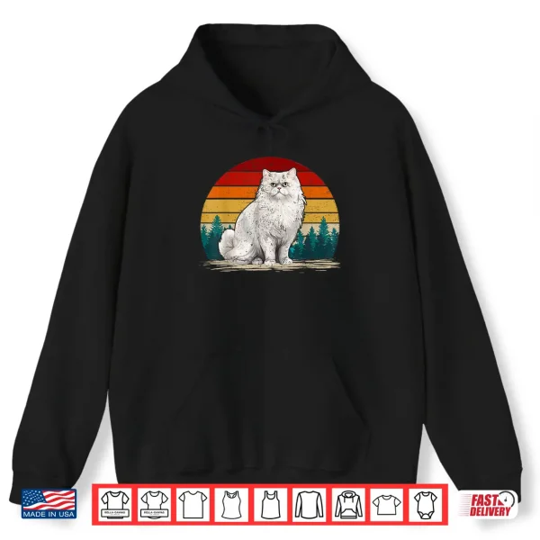 Hoodie Persian Cat Lover Retro Style Distressed Vintage Persian Cat Shirt