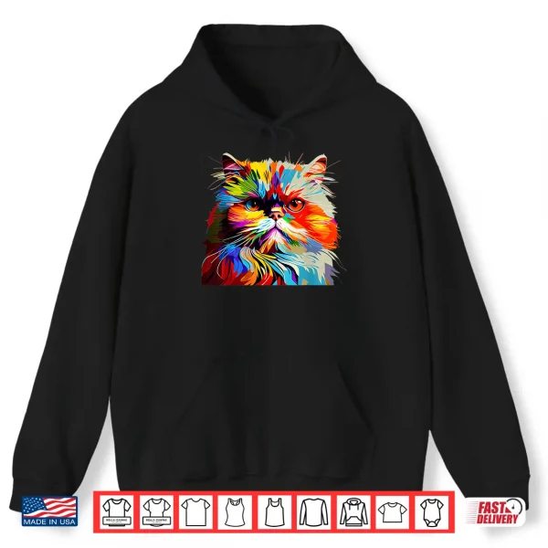 Hoodie Persian Cat Lovers Colorful Pop Art Persian Cat Shirt