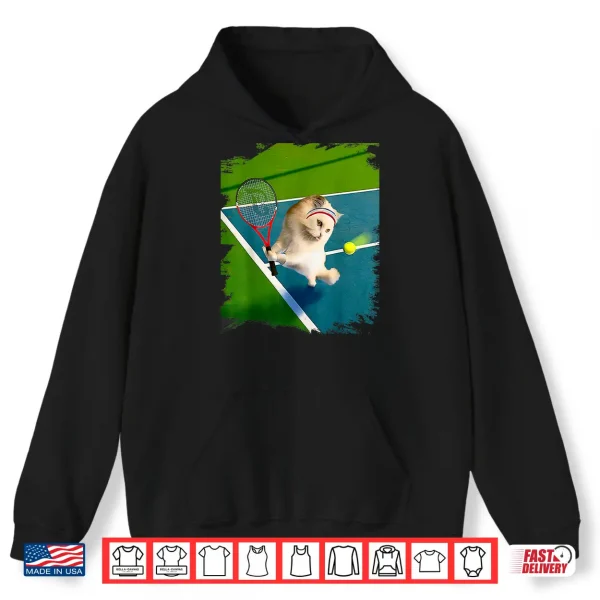 Hoodie Persian Cat Playing Tennis Shirt