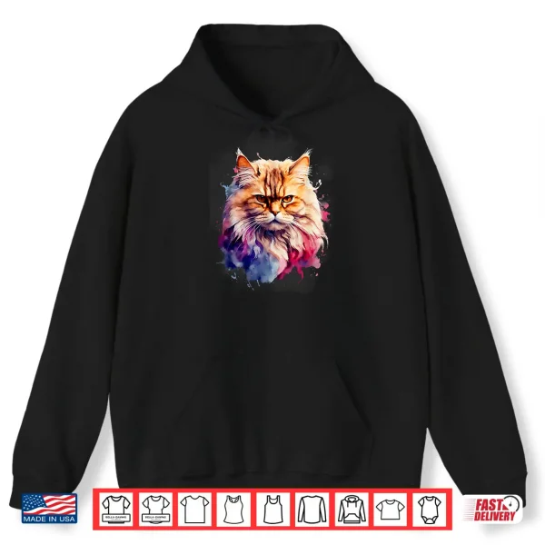 Hoodie Persian Cat Watercolor Family Tee All Ages Cat Lovers Shirt