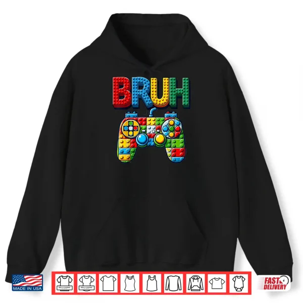 Hoodie Play Building Blocks Bruh Saying Gamer Boys Brick Builder Shirt