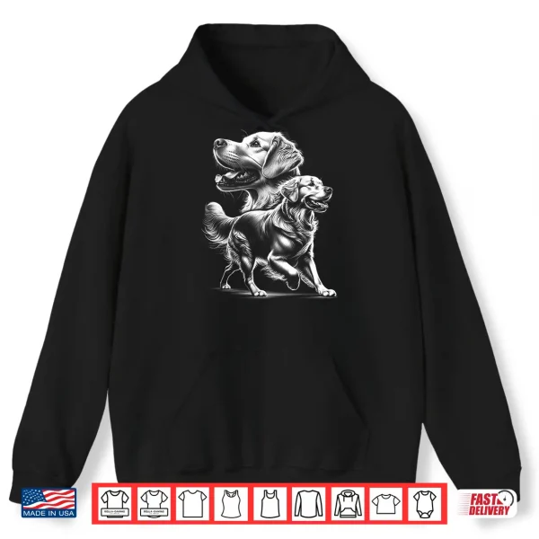Hoodie Playful Golden Retriever Dog in Photorealistic Style Shirt