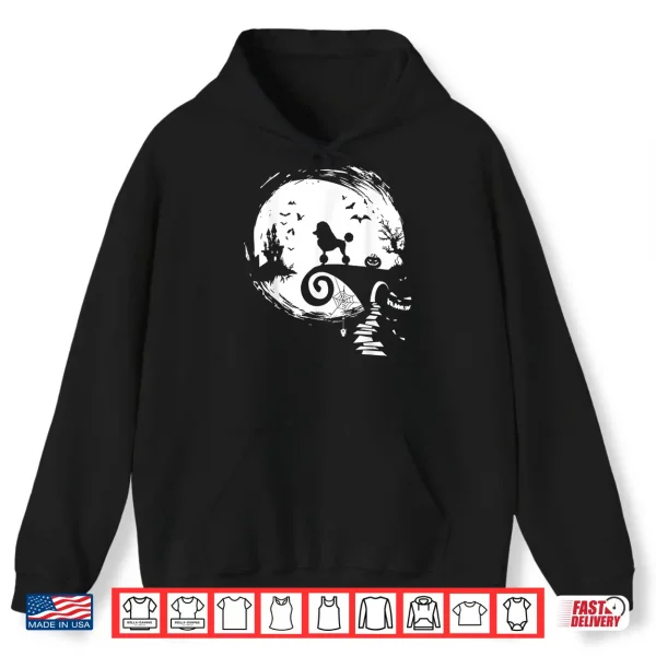 Hoodie Poodle Dog And Moon Halloween Costume Dog Lover Funny Shirt