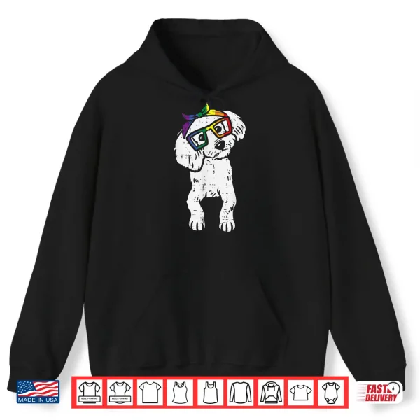 Hoodie Poodle Dog Bandana LGBTQ Rainbow Flag Gay Pride Ally Lover Shirt